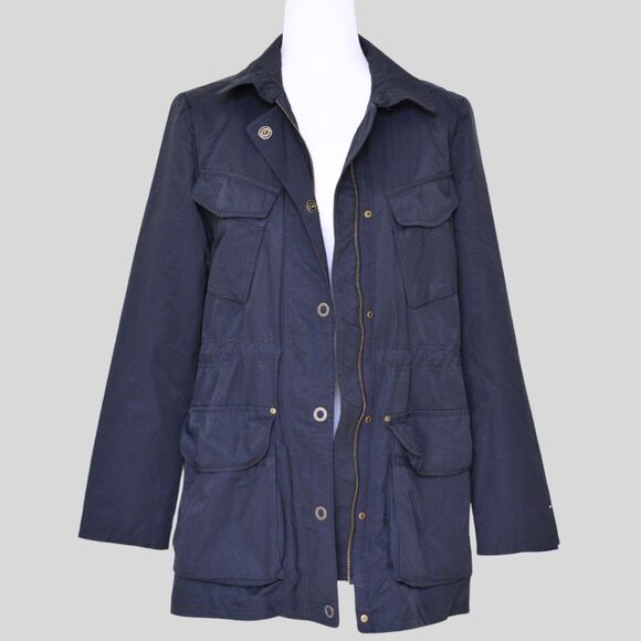TOMMY HILFIGER Women's Navy Blue Rain Coat Size S - Picture 2 of 9